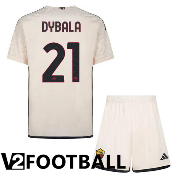 AS Roma DYBALA 21 Kids Kids Away Soccer Shirt Yellow 2023/2024