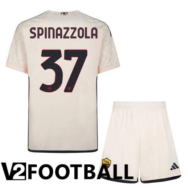 AS Roma SPINAZZOLA 37 Kids Kids Away Soccer Shirt Yellow 2023/2024