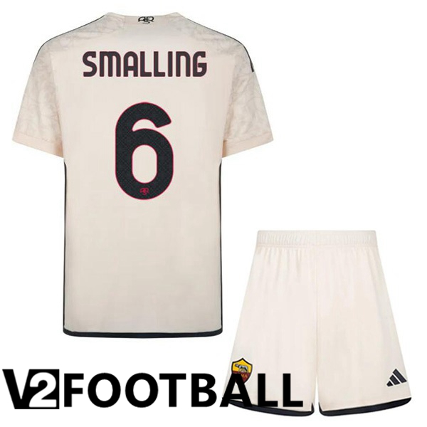 AS Roma SMALLING 6 Kids Kids Away Soccer Shirt Yellow 2023/2024