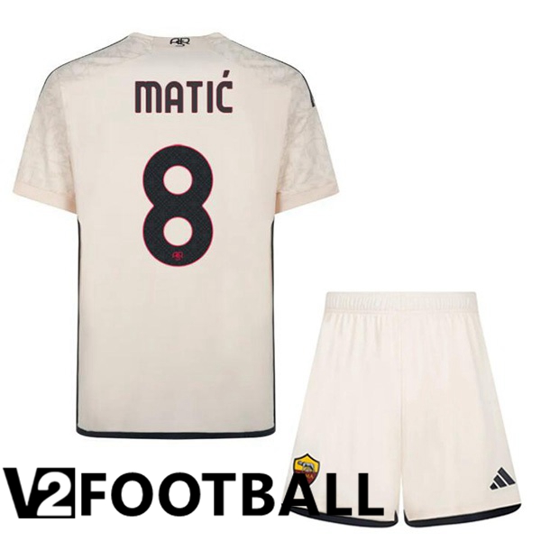 AS Roma MATIĆ 8 Kids Kids Away Soccer Shirt Yellow 2023/2024