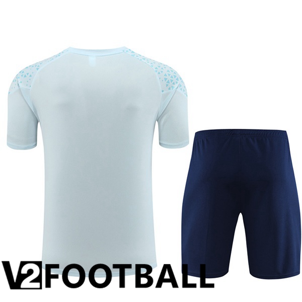 Marseille OM Training T Shirt + Shorts Blue 2023/2024