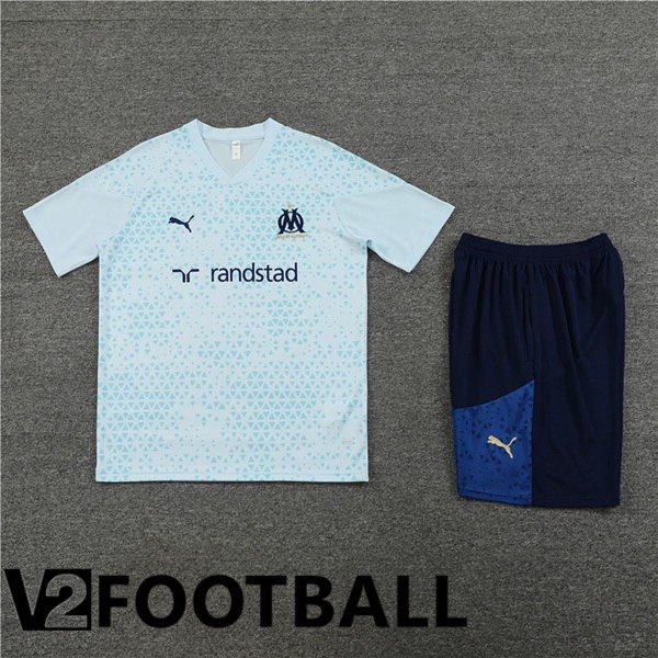 Marseille OM Training T Shirt + Shorts Blue 2023/2024