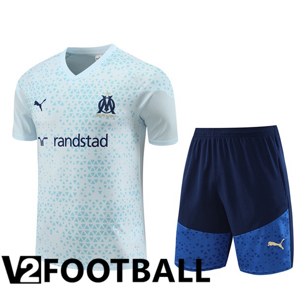 Marseille OM Training T Shirt + Shorts Blue 2023/2024