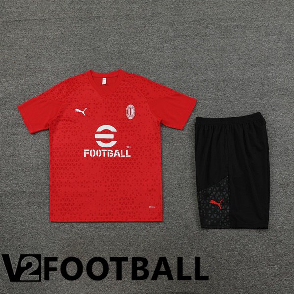 AC Milan Training T Shirt + Shorts Red 2023/2024