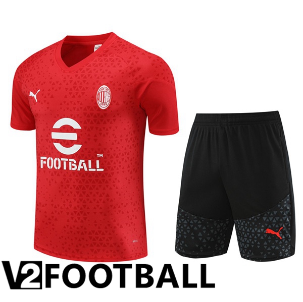 AC Milan Training T Shirt + Shorts Red 2023/2024