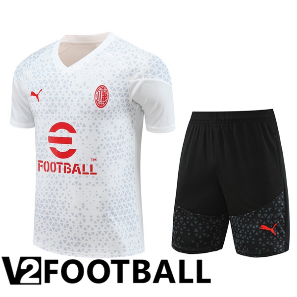 AC Milan Training T Shirt + Shorts White 2023/2024