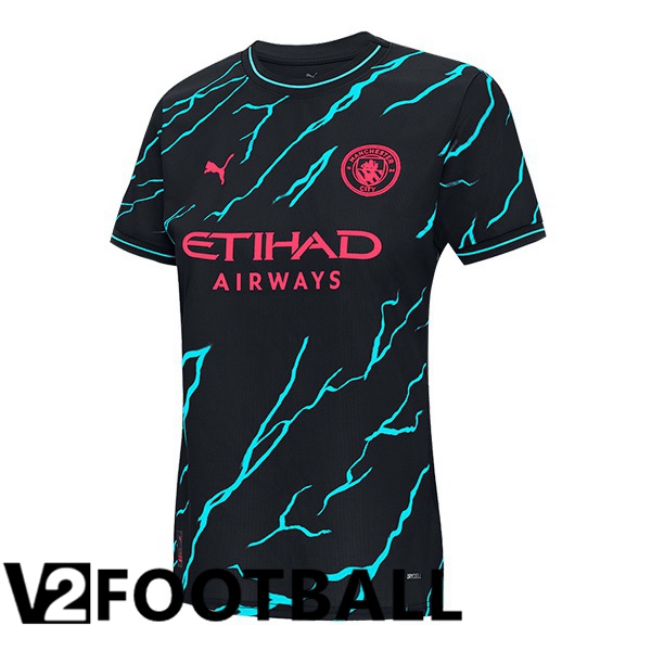 Manchester City Womens Third Soccer Shirt Blue Black 2023/2024