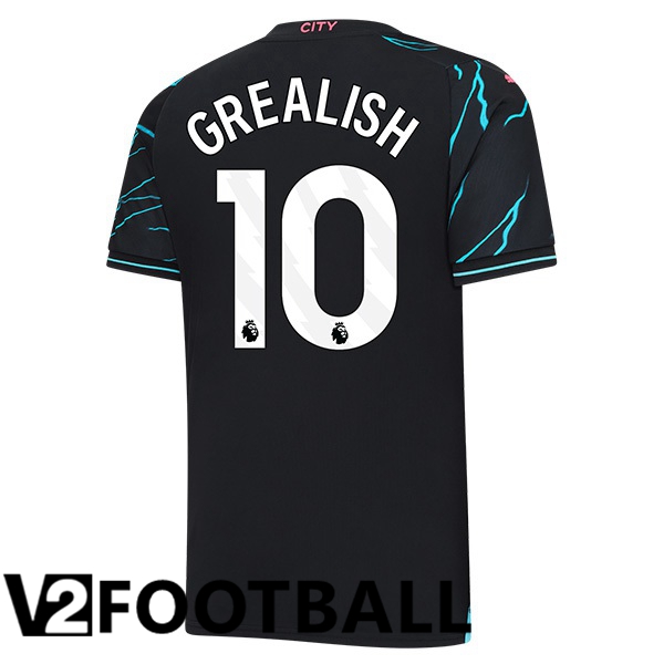 Manchester City Jack Grealish 10 Third Soccer Shirt Blue Black 2023/2024
