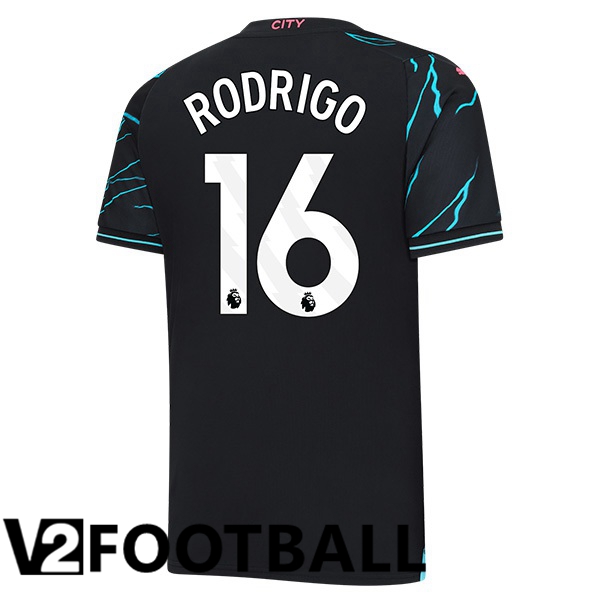 Manchester City Rodrigo 16 Third Soccer Shirt Blue Black 2023/2024