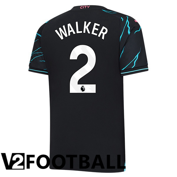 Manchester City Kyle Walker 2 Third Soccer Shirt Blue Black 2023/2024