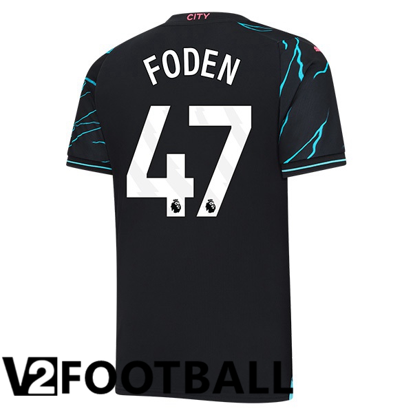 Manchester City Phil Foden 47 Third Soccer Shirt Blue Black 2023/2024