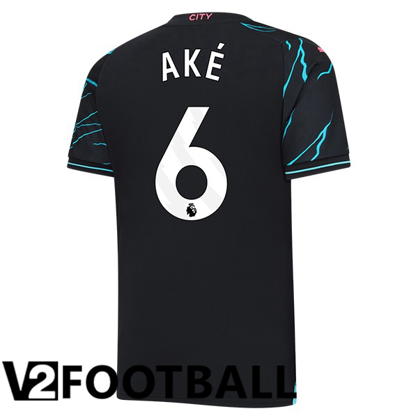 Manchester City Nathan Ake 6 Third Soccer Shirt Blue Black 2023/2024