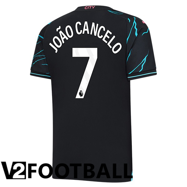 Manchester City João Cancelo 7 Third Soccer Shirt Blue Black 2023/2024