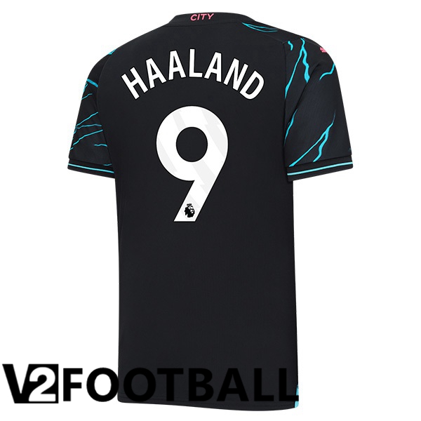 Manchester City Erling Haaland 9 Third Soccer Shirt Blue Black 2023/2024