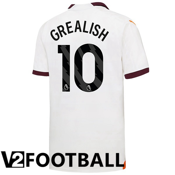 Manchester City Jack Grealish 10 Away Soccer Shirt White 2023/2024