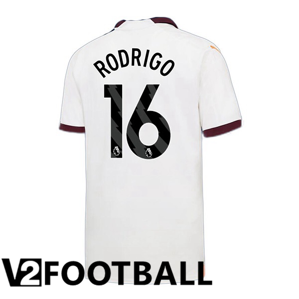 Manchester City Rodrigo 16 Away Soccer Shirt White 2023/2024