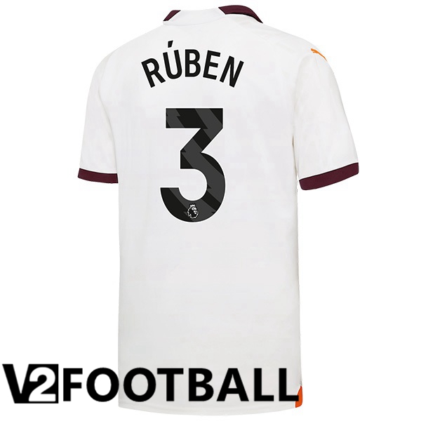 Manchester City Ruben Dias 3 Away Soccer Shirt White 2023/2024
