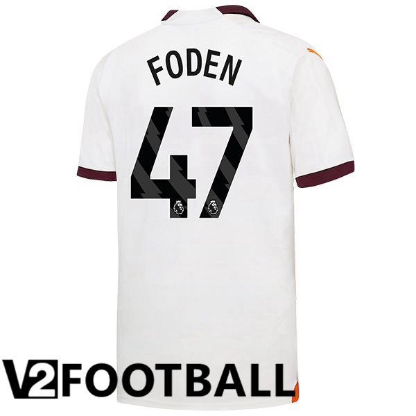 Manchester City Phil Foden 47 Away Soccer Shirt White 2023/2024