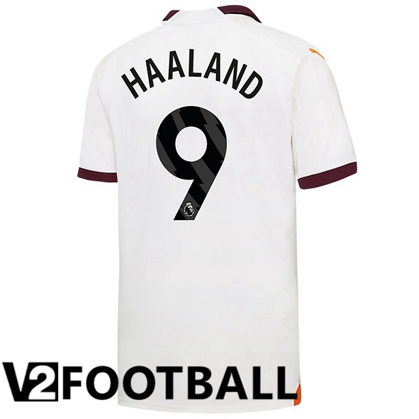 Manchester City Erling Haaland 9 Away Soccer Shirt White 2023/2024