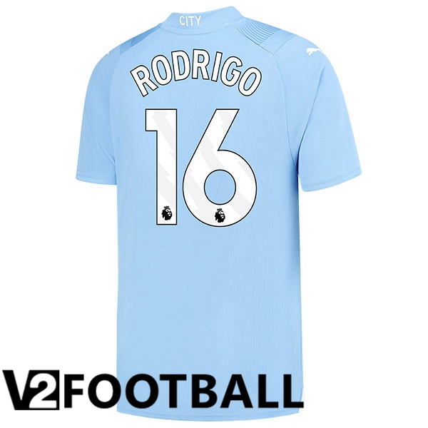 Manchester City Rodrigo 16 Home Soccer Shirt Blue 2023/2024