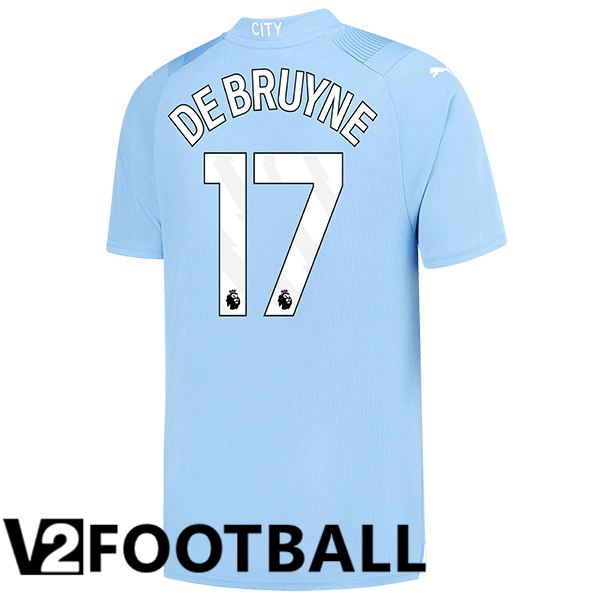 Manchester City Kevin De Bruyne 17 Home Soccer Shirt Blue 2023/2024