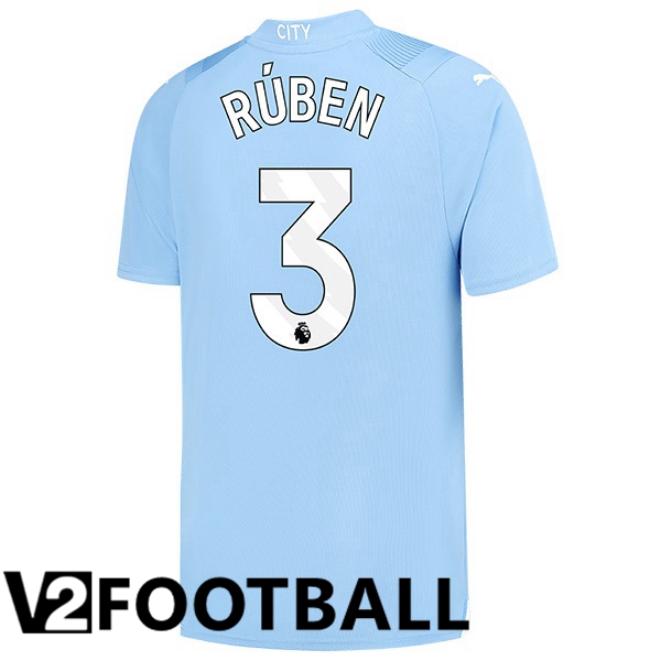 Manchester City Ruben Dias 3 Home Soccer Shirt Blue 2023/2024