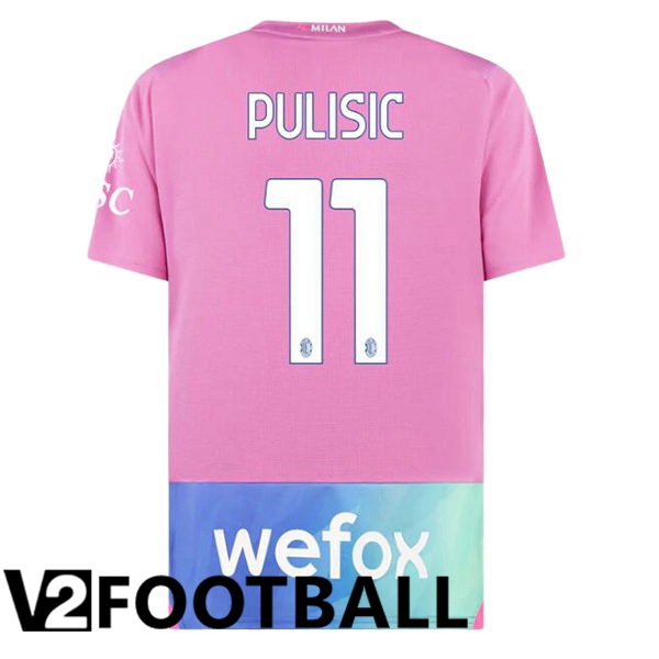 AC Milan Pulisic 11 Third Soccer Shirt Rose 2023/2024