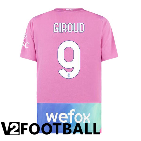 AC Milan Giroud 9 Third Soccer Shirt Rose 2023/2024