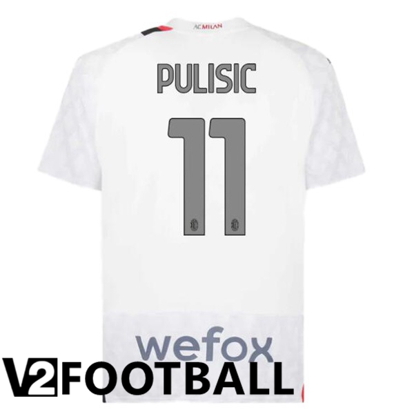 AC Milan Pulisic 11 Away Soccer Shirt White 2023/2024