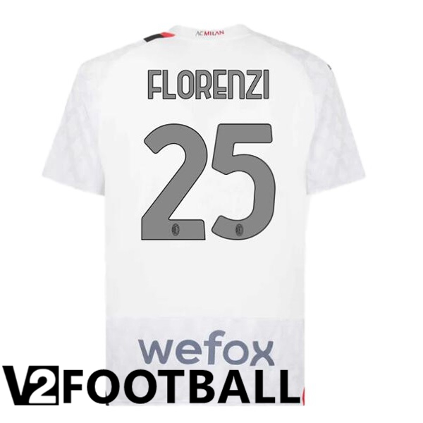AC Milan Florenzi 25 Away Soccer Shirt White 2023/2024