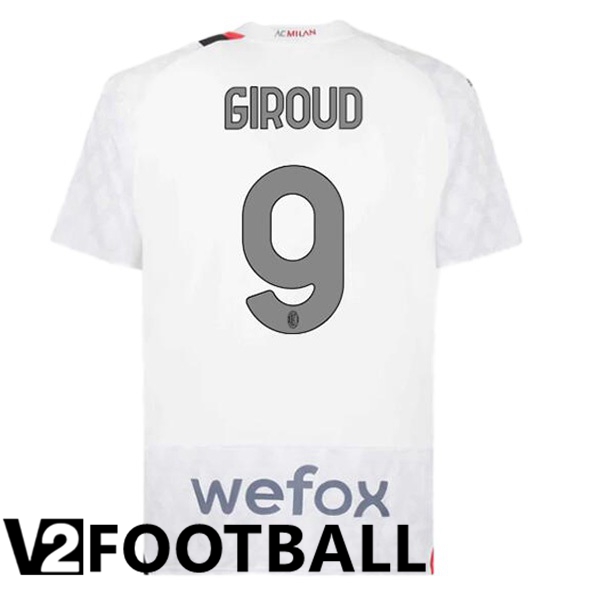 AC Milan Giroud 9 Away Soccer Shirt White 2023/2024