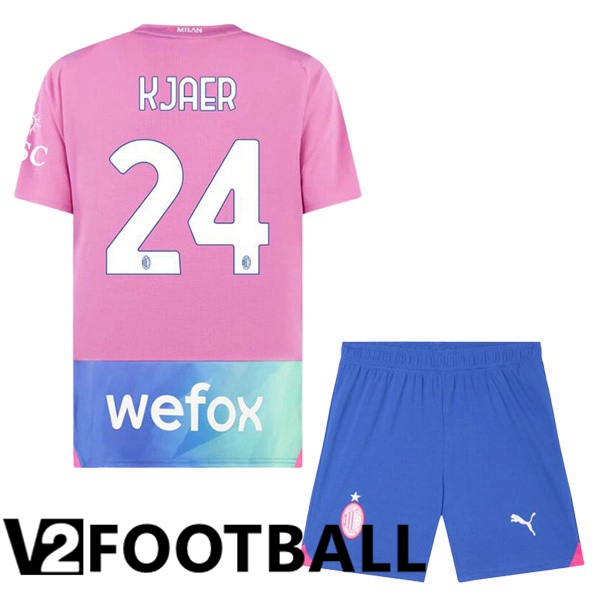 AC Milan Kjaer 24 Kids Third Soccer Shirt Rose 2023/2024