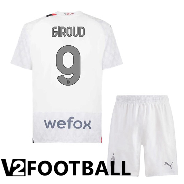 AC Milan Giroud 9 Kids Away Soccer Shirt White 2023/2024