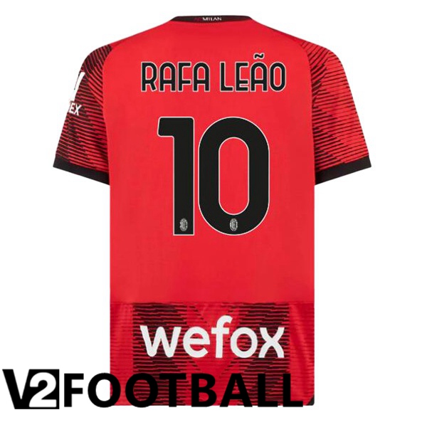 AC Milan Rafa Leão 10 Home Soccer Shirt Red 2023/2024