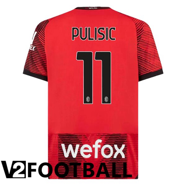 AC Milan Pulisic 11 Home Soccer Shirt Red 2023/2024