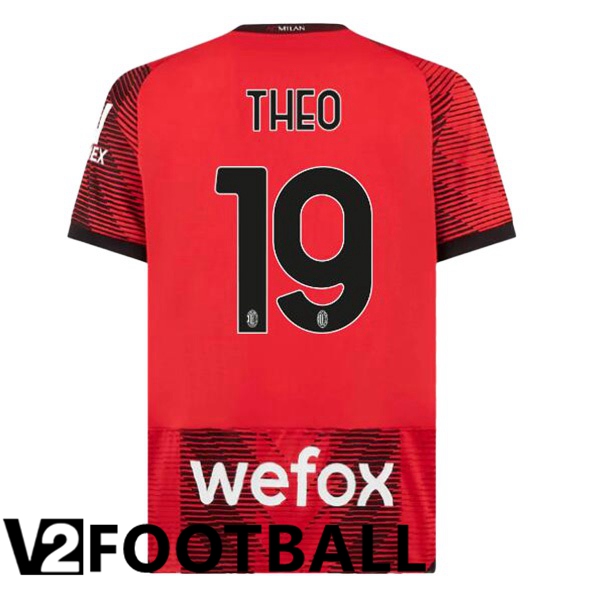 AC Milan Theo 19 Home Soccer Shirt Red 2023/2024