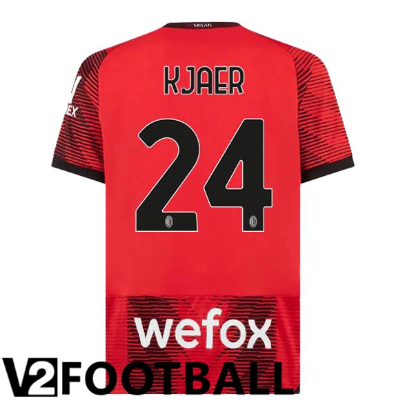 AC Milan Kjaer 24 Home Soccer Shirt Red 2023/2024