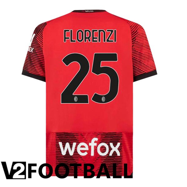 AC Milan Florenzi 25 Home Soccer Shirt Red 2023/2024