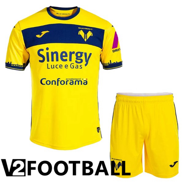Hellas Verone Kids Away Soccer Shirt Yellow 2023/2024