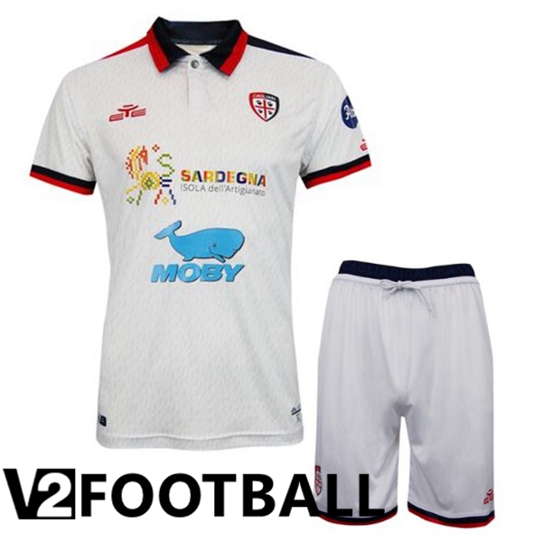 Cagliari Calcio Kids Away Soccer Shirt White 2023/2024