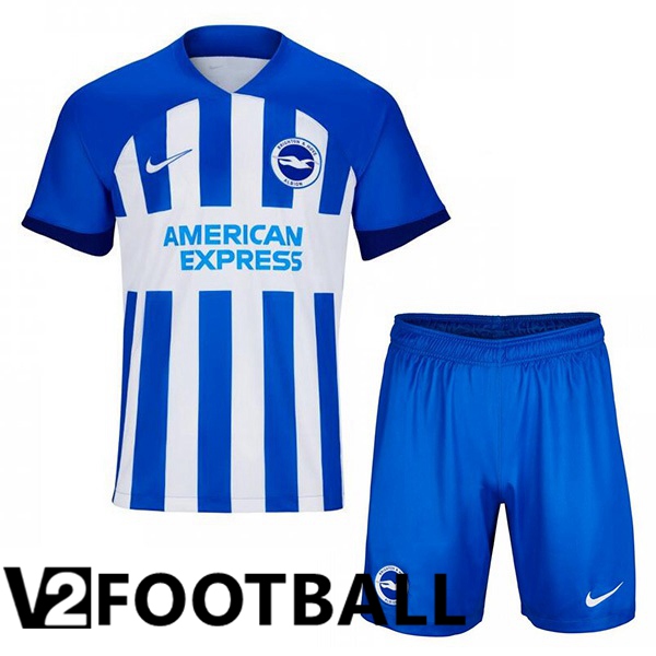 FC Brighton Kids Home Soccer Shirt Blue White 2023/2024