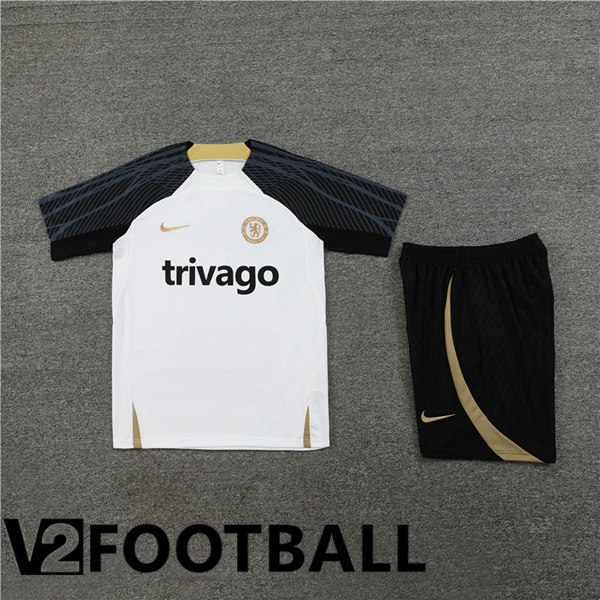 FC Chelsea Training T Shirt + Shorts White 2023/2024