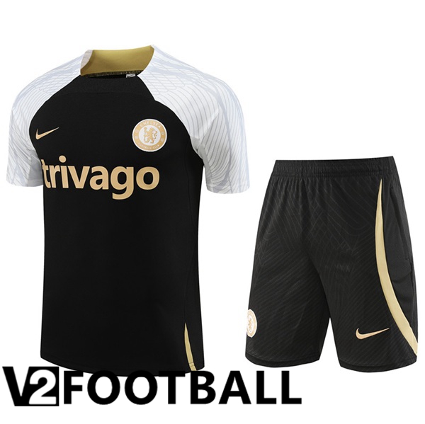 FC Chelsea Training T Shirt + Shorts Black 2023/2024