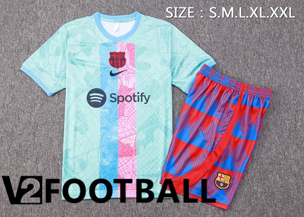 FC Barcelona Training T Shirt + Shorts Blue 2023/2024