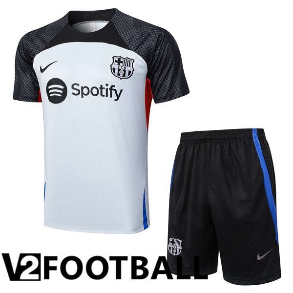 FC Barcelona Training T Shirt + Shorts Grey 2023/2024