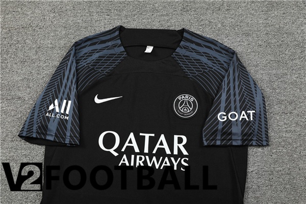 Paris PSG Training T Shirt + Shorts Black 2023/2024