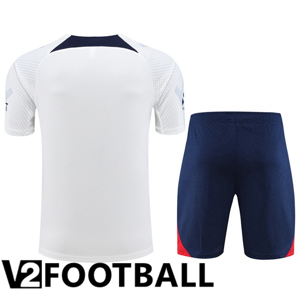 Paris PSG Training T Shirt + Shorts White 2023/2024