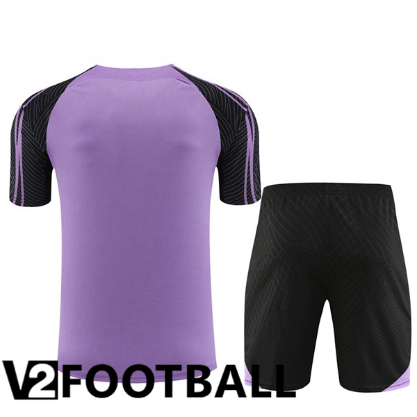 Paris PSG Training T Shirt + Shorts Purple 2023/2024