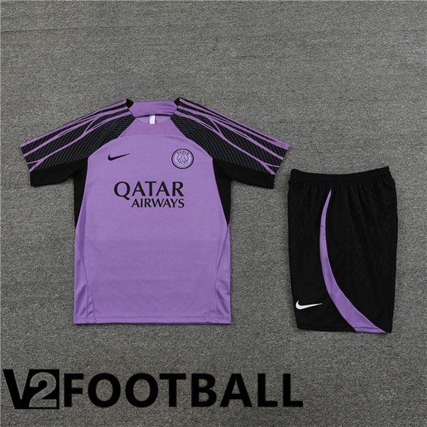 Paris PSG Training T Shirt + Shorts Purple 2023/2024