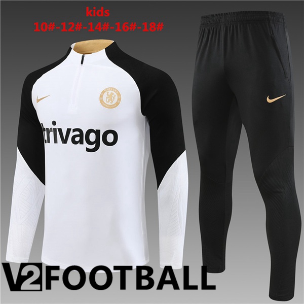 FC Chelsea Kids Training Tracksuit Suit White 2023/2024